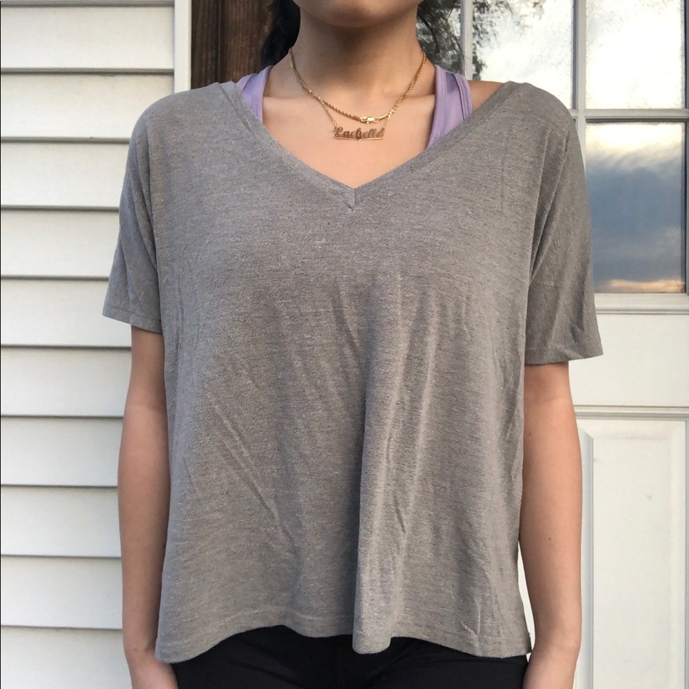 Charlotte Russe Criss-Cross Back V-Neck Tee